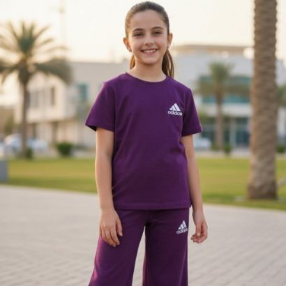 صورة طقم عنابي صيفي بناتي من adi